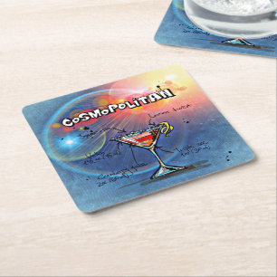 Cosmopolitan Cocktail (#2 of 12 Drink Recipe Sets) Square Paper Coaster