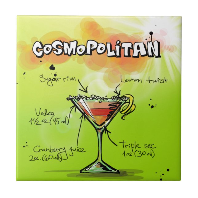 Cosmopolitan Cocktail Ceramic Tile (Front)