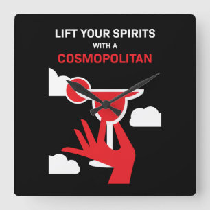 Cosmopolitan Cocktail Drink Square Wall Clock