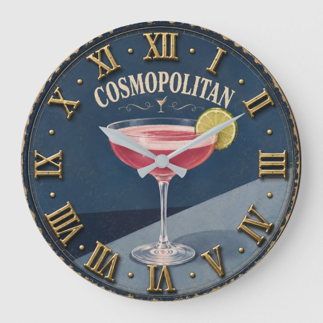 Cosmopolitan Cocktail Home Bar Decor Large Clock (Front)