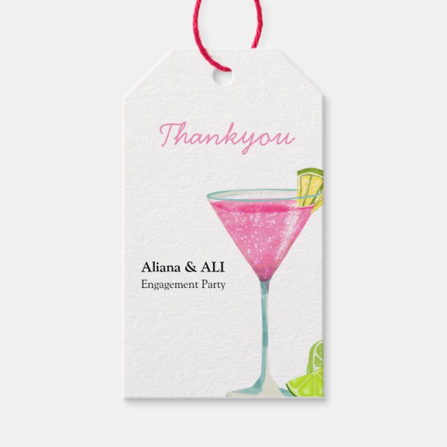 Cosmopolitan Cocktail Mexican Bridal Fiesta  Gift Tags (Front)