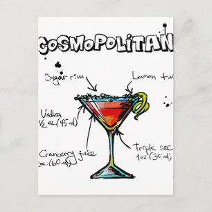 Cosmopolitan Cocktail Recipe Postcard
