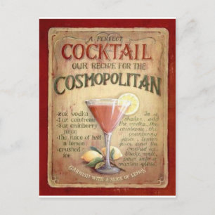 cosmopolitan cocktail recipe postcard