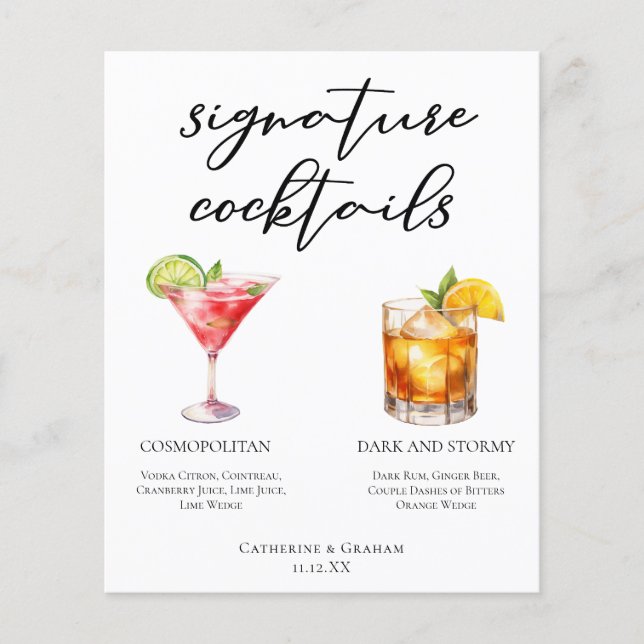 Cosmopolitan Dark Stormy Signature Cocktails Menu (Front)