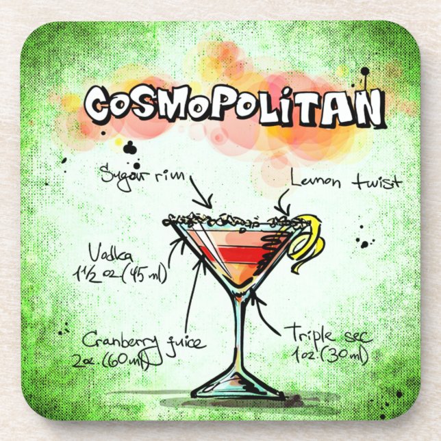 Cosmopolitan Drink Recipe Coaster (Front)