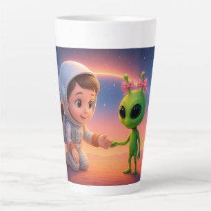 Cosmopolitan Girl and Little Alien Latte Mug