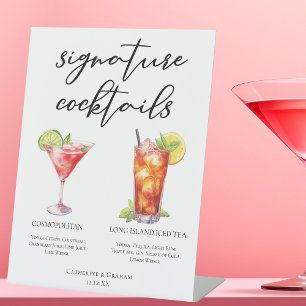 Cosmopolitan Long Island Signature Cocktails Menu Pedestal Sign