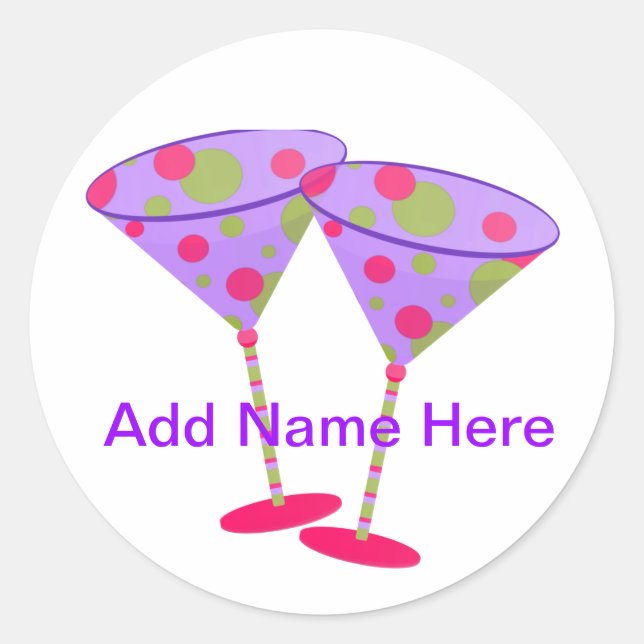 Cosmopolitan Martini Party Time ! Classic Round Sticker (Front)