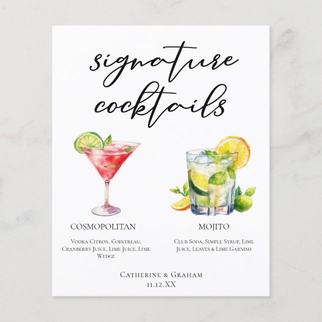 Cosmopolitan Mojito Signature Cocktails Menu (Front)