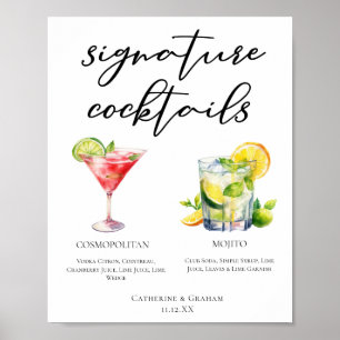 Cosmopolitan Mojito Signature Cocktails Menu Poster