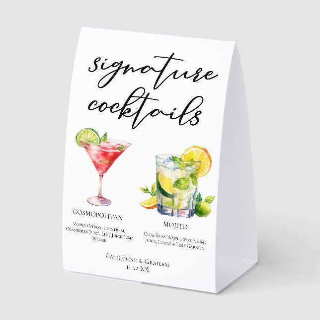 Cosmopolitan Mojito Wedding Cocktails Menu (Front)