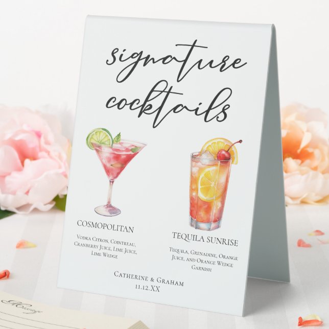 Cosmopolitan Tequila Sunrise Cocktails Menu (In SItu (Wedding))