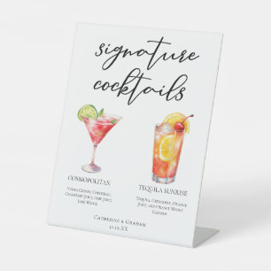 Cosmopolitan Tequila Sunrise Cocktails Menu Pedestal Sign