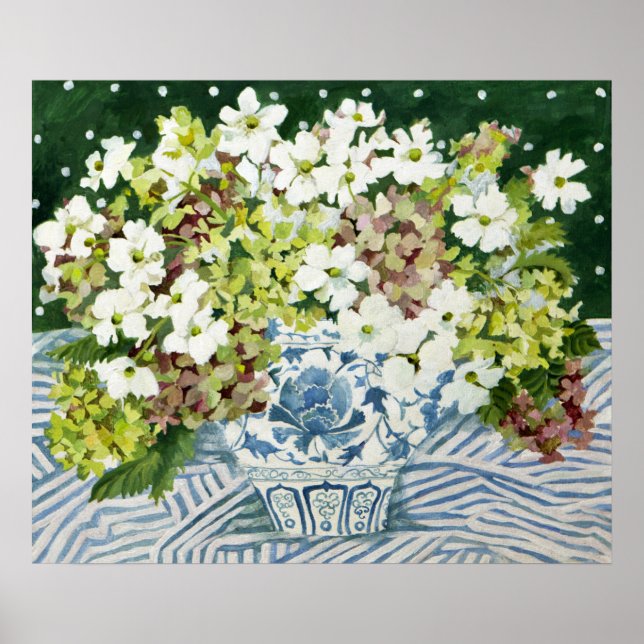 Cosmos and hydrangeas in a chinese vase 2013 poster (Front)