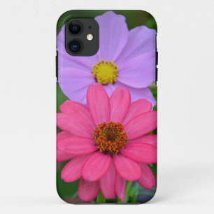 Cosmos and zinnia floral print iPhone 11 case