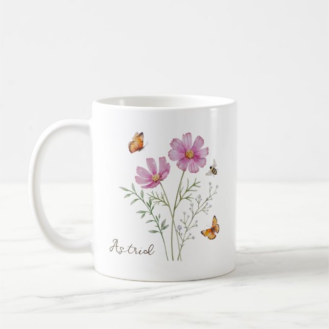 Cosmos Birth Month Flower Coffee Mug (Left)