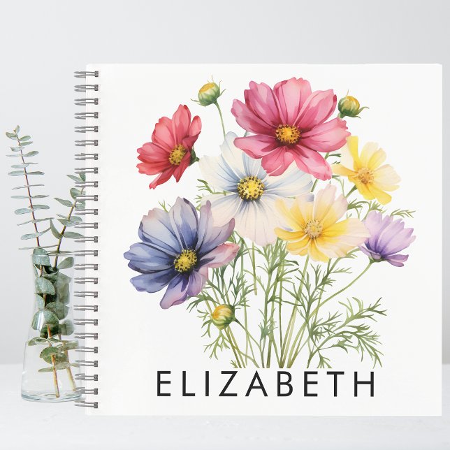 Cosmos Birth Month Flower Customised Gift For Her Notebook (Creator Uploaded)