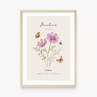 Cosmos Birth Month Flower Poster