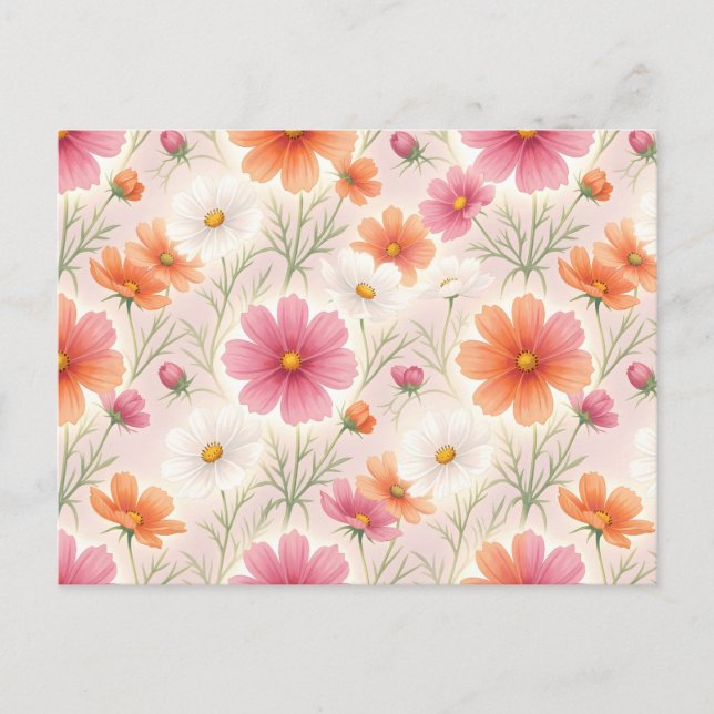 Cosmos Blossoms Pastel Harmony Holiday Postcard (Front)