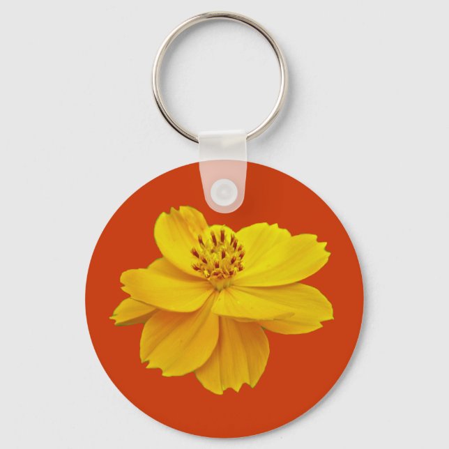 Cosmos (Cosmos sulphureus) Flowers Key Ring (Front)