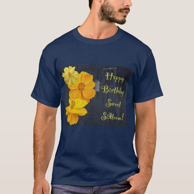 Cosmos Floral Birthday Sweet Sixteen T-Shirt (Front)