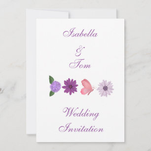 Cosmos Floral Bridal Shower, Elegant Pink & Purple Invitation