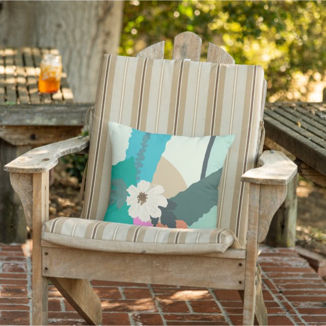 Cosmos Flower Abstract Colour Blocks Modern Summer Cushion (Chair)