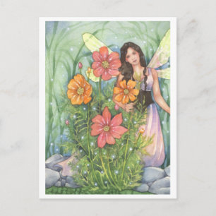 Cosmos Flower Fairy Fantasy Art Postcard