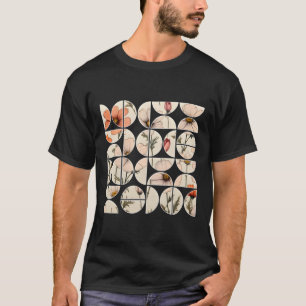 Cosmos Flower Floral Geometric Half Circles T-Shirt