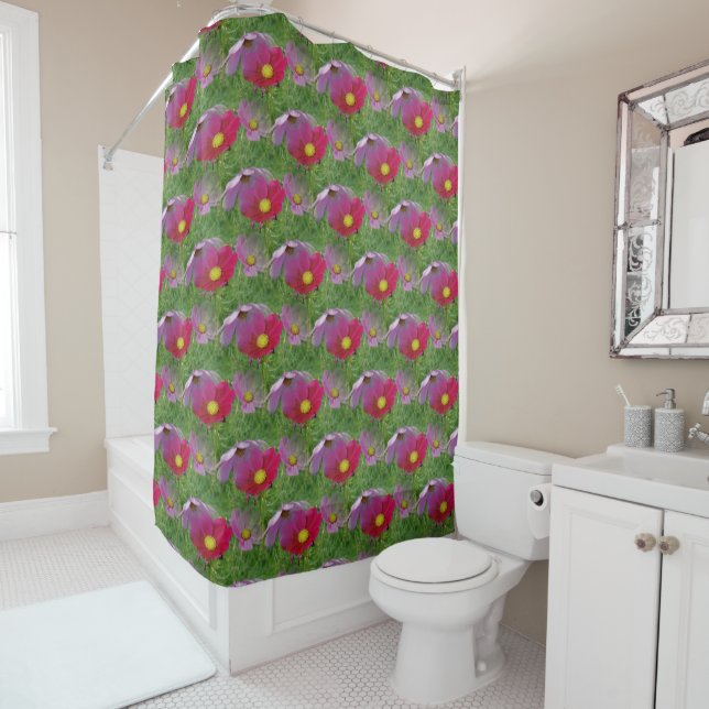 Cosmos Flower Nature Abstract Pattern  Shower Curtain (In Situ)