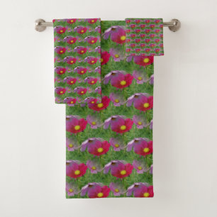Cosmos Flower Nature Pattern Bath Towel Set