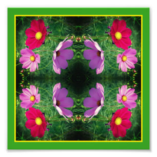 Cosmos Flower Trio Mirror Abstract 8x8 Photo Print