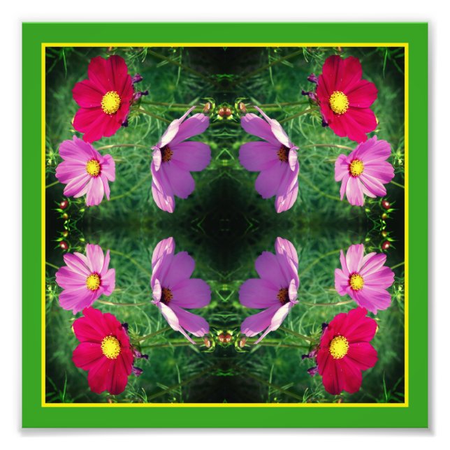 Cosmos Flower Trio Mirror Abstract 8x8 Photo Print (Front)