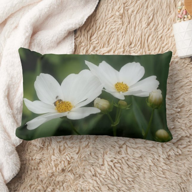 Cosmos Flowers And Bee   Lumbar Cushion (Blanket)