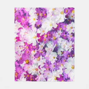 Cosmos flowers: floral pink purple background fleece blanket