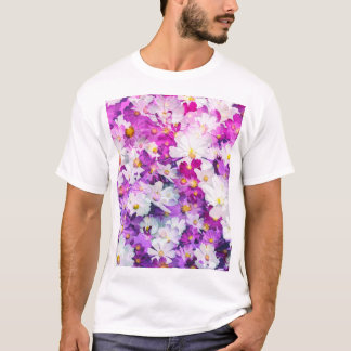 Cosmos flowers: floral pink purple background T-Shirt