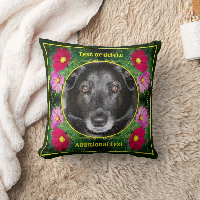 Cosmos Flowers Frame Create Your Own Photo Cushion (Blanket)