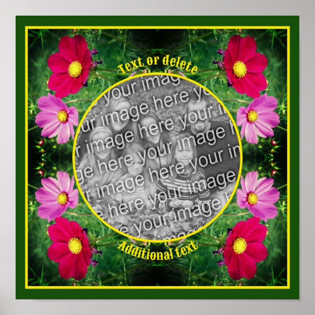 Cosmos Flowers Frame Create Your Own Photo Poster (Front)
