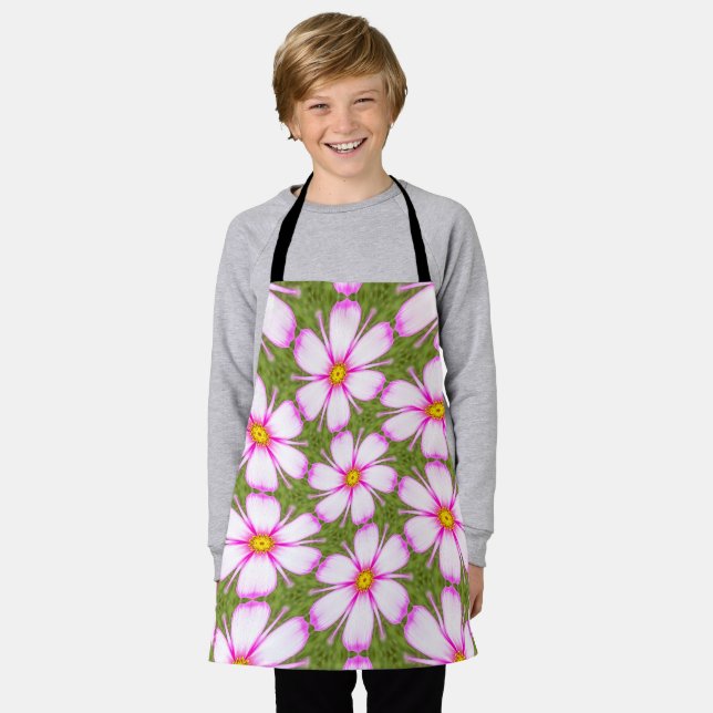 Cosmos Flowers Pattern Apron (Worn)