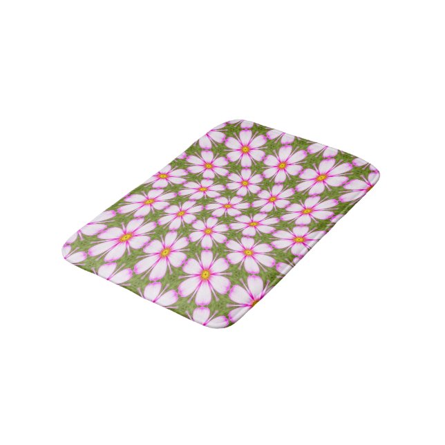 Cosmos Flowers Pattern Bath Mat (Angled)