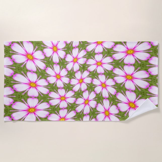 Cosmos Flowers Pattern Beach Towel (Front)