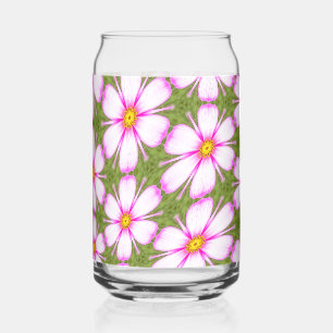 Cosmos Flowers Pattern Can Glass