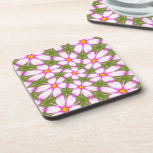 Cosmos Flowers Pattern Coaster