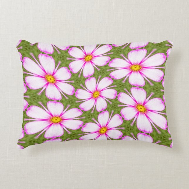 Cosmos Flowers Pattern Decorative Cushion (Front)
