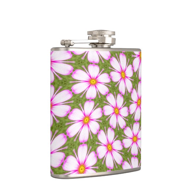 Cosmos Flowers Pattern Hip Flask (Right)
