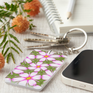 Cosmos Flowers Pattern Key Ring