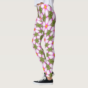 Cosmos Flowers Pattern Leggings