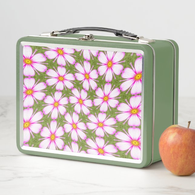 Cosmos Flowers Pattern Metal Lunch Box (In Situ)