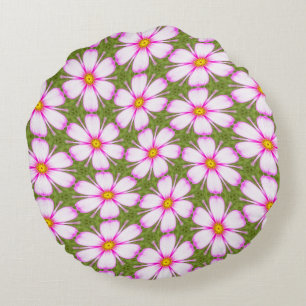 Cosmos Flowers Pattern Round Cushion