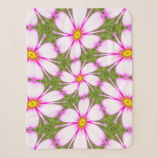 Cosmos Flowers Pattern Sherpa Blanket (Front)